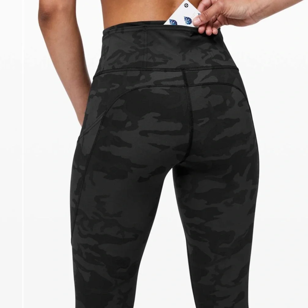 Worn once - LULULEMON Fast and Free Crop *Nulux in Incognito Camo Multi Grey - Picture 12 of 12
